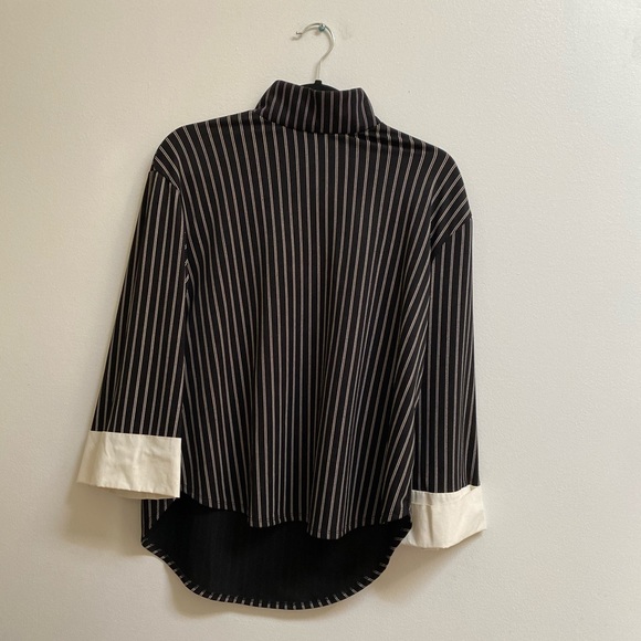 Zara Black Striped Mock Neck Top - Picture 1 of 5